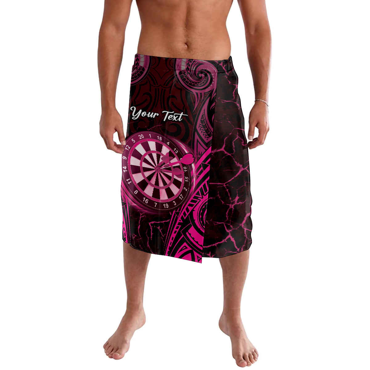 Personalised New Zealand Darts Lavalava Pink Dart Board Maori Pattern