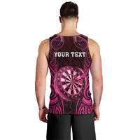 Personalised New Zealand Darts Men Tank Top Pink Dart Board Maori Pattern LT05 - Polynesian Pride