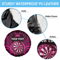 Personalised New Zealand Darts Spare Tire Cover Pink Dart Board Maori Pattern LT05 - Polynesian Pride