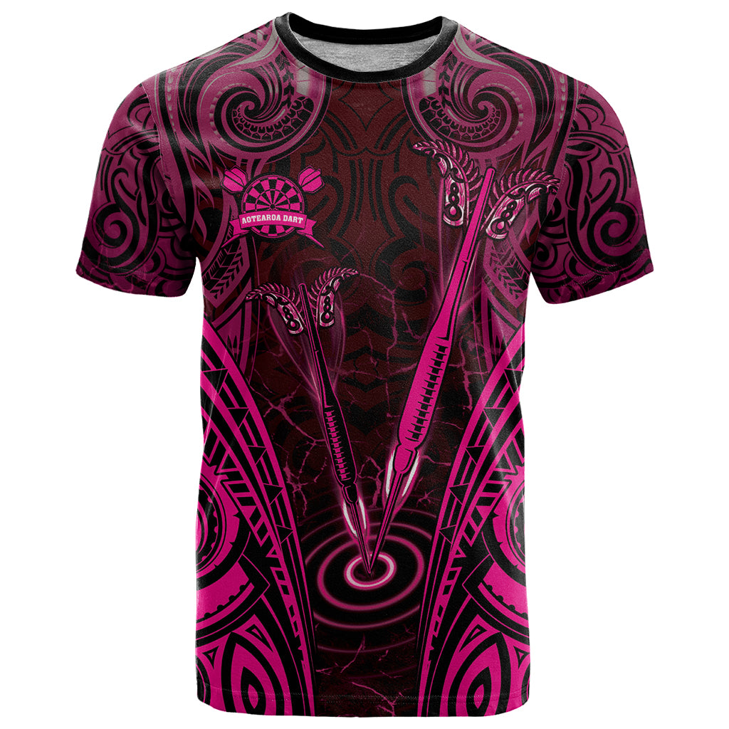 Personalised New Zealand Darts T Shirt Pink Dart Board Maori Pattern