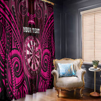 Personalised New Zealand Darts Window Curtain Pink Dart Board Maori Pattern LT05 - Polynesian Pride