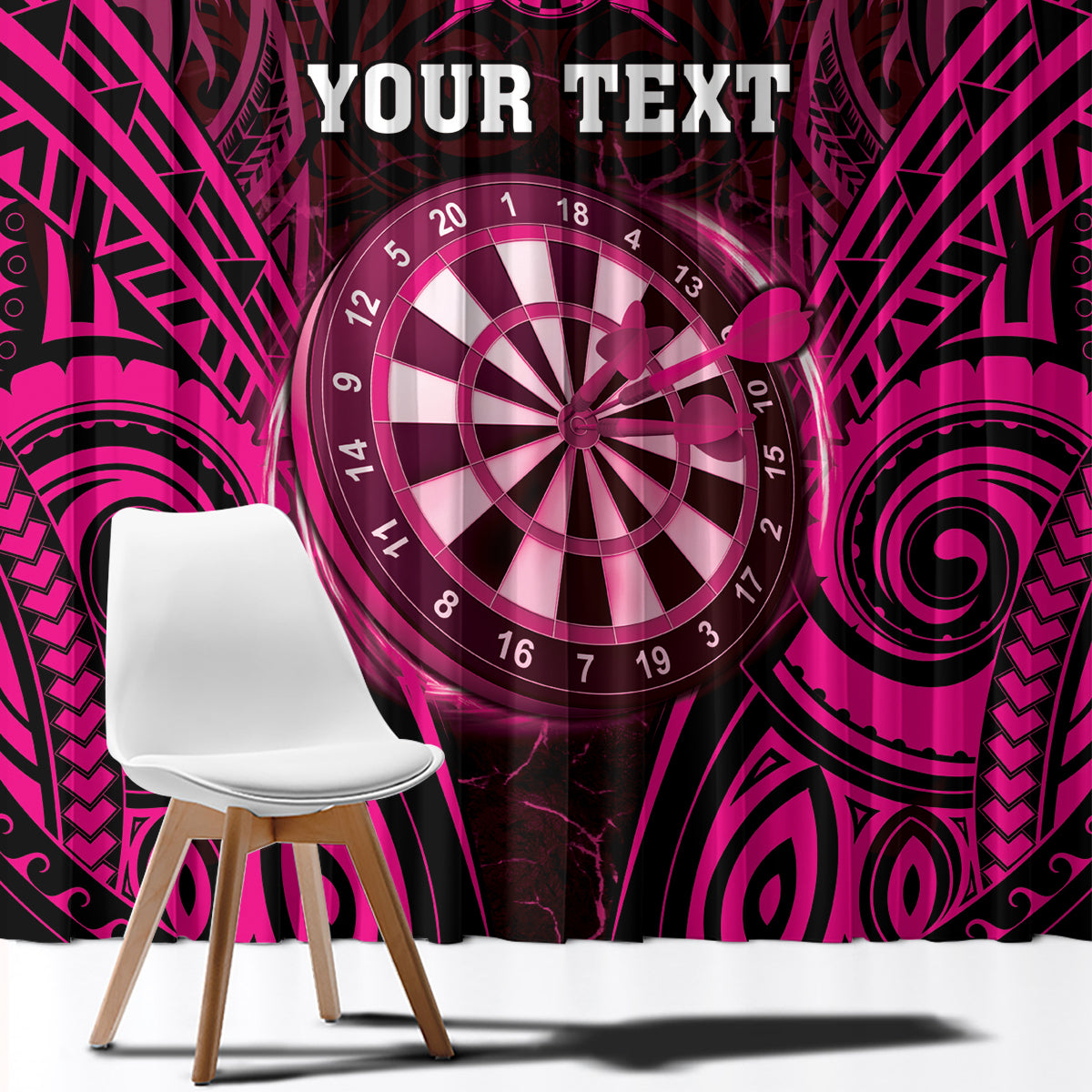 Personalised New Zealand Darts Window Curtain Pink Dart Board Maori Pattern LT05 - Polynesian Pride
