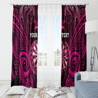 Personalised New Zealand Darts Window Curtain Pink Dart Board Maori Pattern LT05 - Polynesian Pride