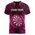 Personalised New Zealand Darts Women V-Neck T-Shirt Pink Dart Board Maori Pattern