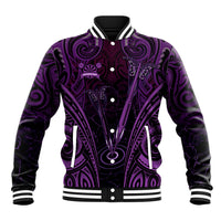 Personalised New Zealand Darts Baseball Jacket Purple Dart Board Maori Pattern LT05 Unisex Purple - Polynesian Pride