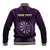 Personalised New Zealand Darts Baseball Jacket Purple Dart Board Maori Pattern