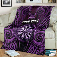 Personalised New Zealand Darts Blanket Purple Dart Board Maori Pattern LT05 - Polynesian Pride