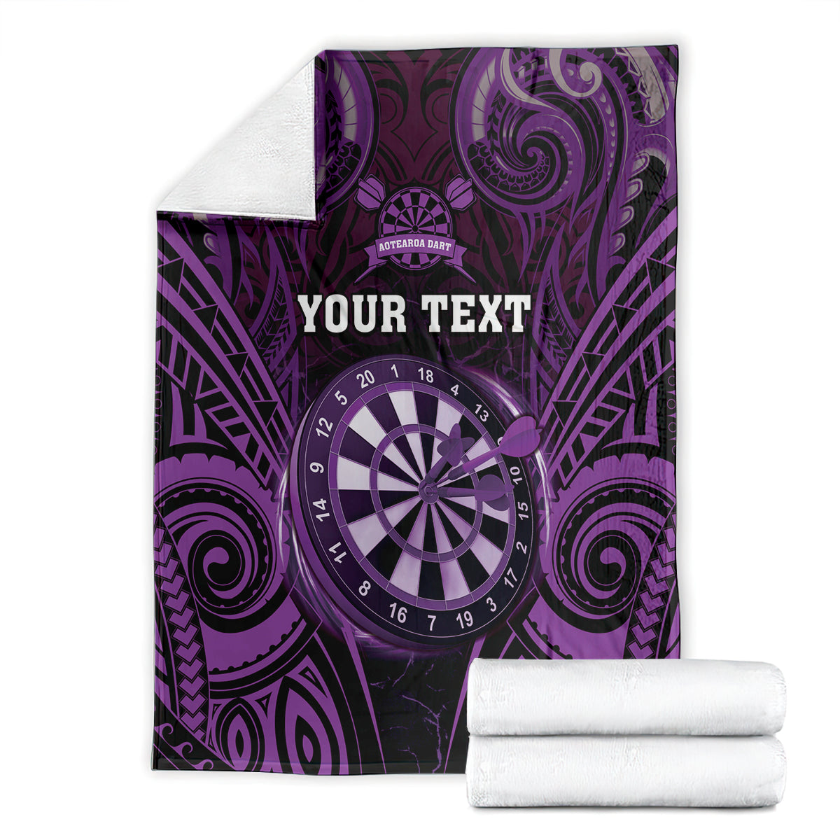 Personalised New Zealand Darts Blanket Purple Dart Board Maori Pattern LT05 - Polynesian Pride