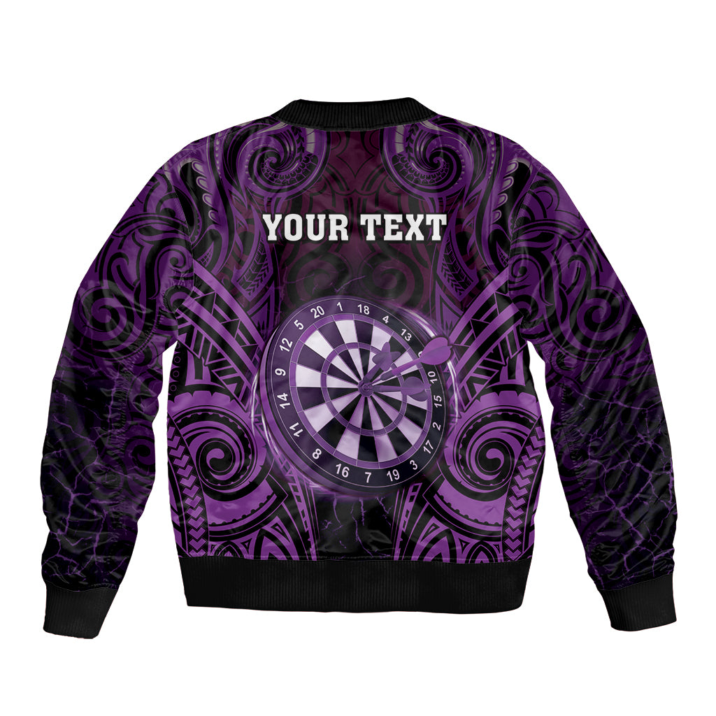 Personalised New Zealand Darts Bomber Jacket Purple Dart Board Maori Pattern LT05 - Polynesian Pride