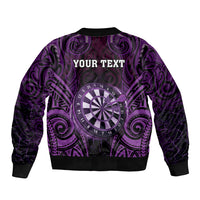 Personalised New Zealand Darts Bomber Jacket Purple Dart Board Maori Pattern LT05 - Polynesian Pride