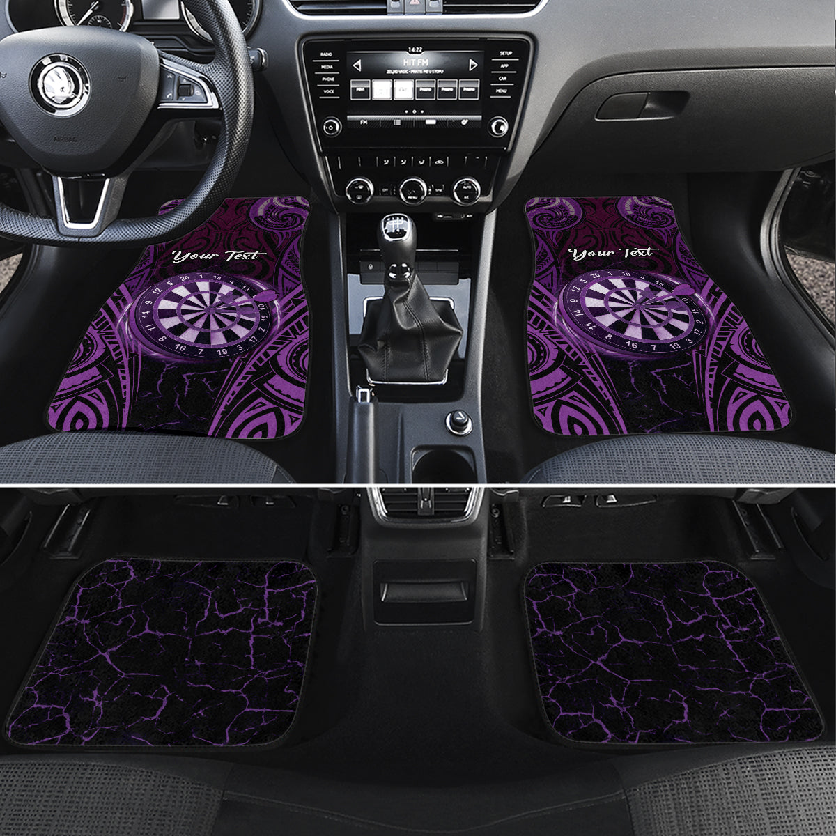 Personalised New Zealand Darts Car Mats Purple Dart Board Maori Pattern LT05 Set 4pcs Purple - Polynesian Pride