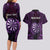 Personalised New Zealand Darts Couples Matching Long Sleeve Bodycon Dress and Hawaiian Shirt Purple Dart Board Maori Pattern