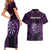 Personalised New Zealand Darts Couples Matching Short Sleeve Bodycon Dress and Hawaiian Shirt Purple Dart Board Maori Pattern