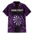 Personalised New Zealand Darts Family Matching Off Shoulder Short Dress and Hawaiian Shirt Purple Dart Board Maori Pattern