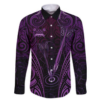 Personalised New Zealand Darts Family Matching Off Shoulder Short Dress and Hawaiian Shirt Purple Dart Board Maori Pattern