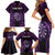 Personalised New Zealand Darts Family Matching Short Sleeve Bodycon Dress and Hawaiian Shirt Purple Dart Board Maori Pattern