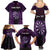 Personalised New Zealand Darts Family Matching Summer Maxi Dress and Hawaiian Shirt Purple Dart Board Maori Pattern