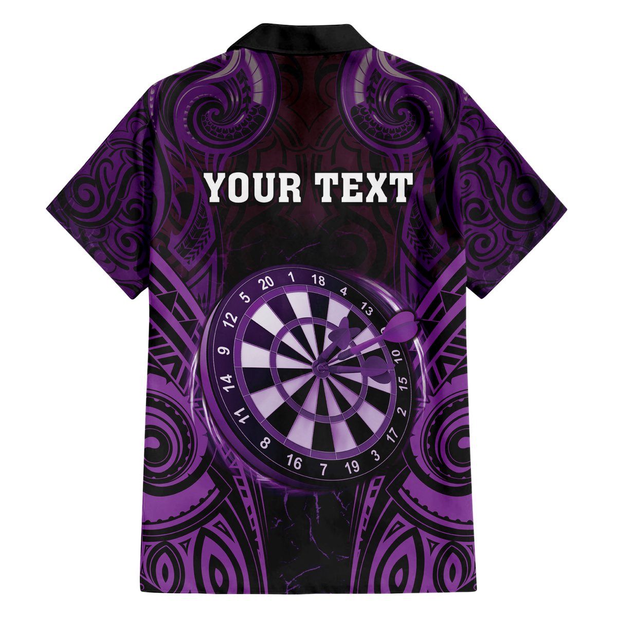 Personalised New Zealand Darts Hawaiian Shirt Purple Dart Board Maori Pattern LT05 - Polynesian Pride