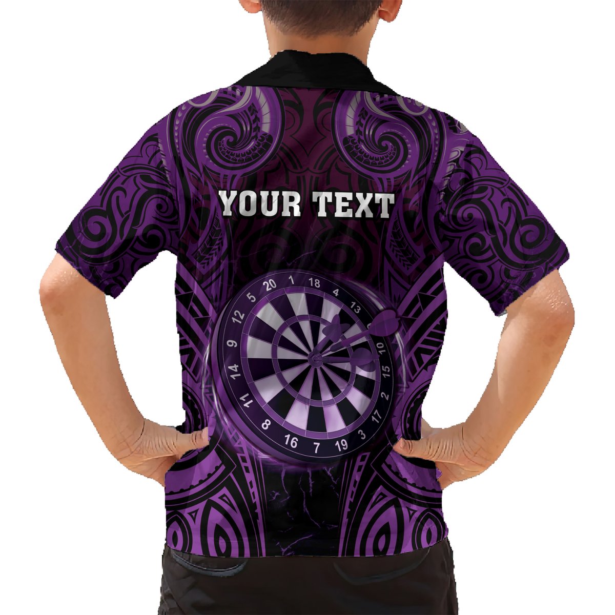 Personalised New Zealand Darts Hawaiian Shirt Purple Dart Board Maori Pattern LT05 - Polynesian Pride