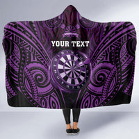 Personalised New Zealand Darts Hooded Blanket Purple Dart Board Maori Pattern LT05 - Polynesian Pride