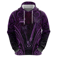 Personalised New Zealand Darts Hoodie Purple Dart Board Maori Pattern