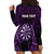 Personalised New Zealand Darts Hoodie Dress Purple Dart Board Maori Pattern