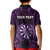 Personalised New Zealand Darts Kid Polo Shirt Purple Dart Board Maori Pattern