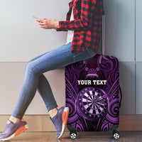 Personalised New Zealand Darts Luggage Cover Purple Dart Board Maori Pattern