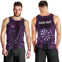Personalised New Zealand Darts Men Tank Top Purple Dart Board Maori Pattern LT05 - Polynesian Pride
