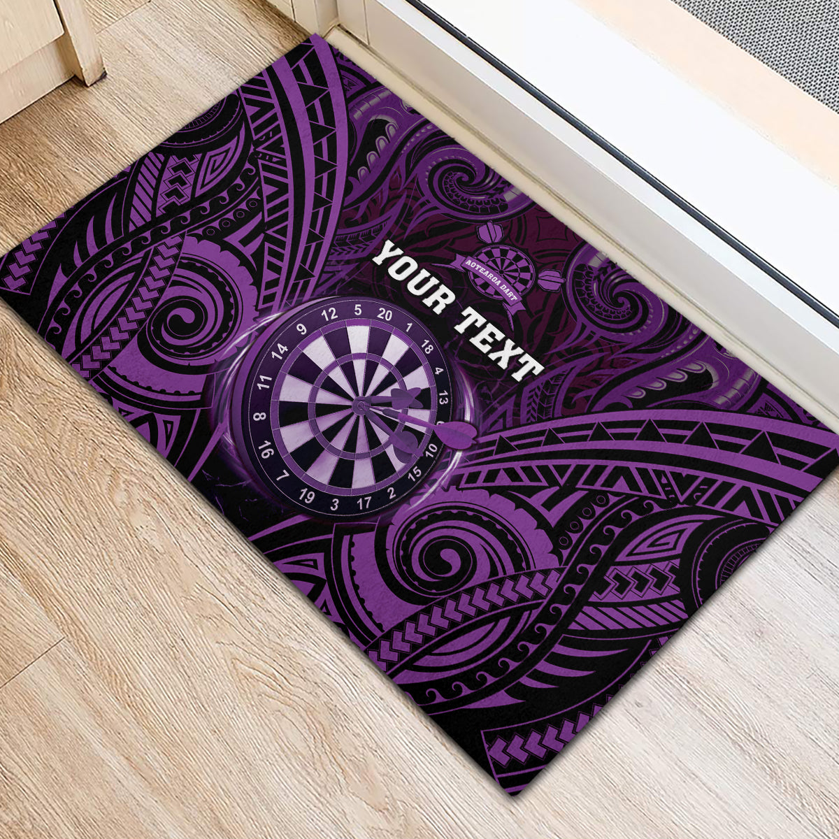Personalised New Zealand Darts Rubber Doormat Purple Dart Board Maori Pattern LT05 - Polynesian Pride