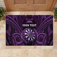 Personalised New Zealand Darts Rubber Doormat Purple Dart Board Maori Pattern LT05 - Polynesian Pride