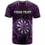 Personalised New Zealand Darts T Shirt Purple Dart Board Maori Pattern