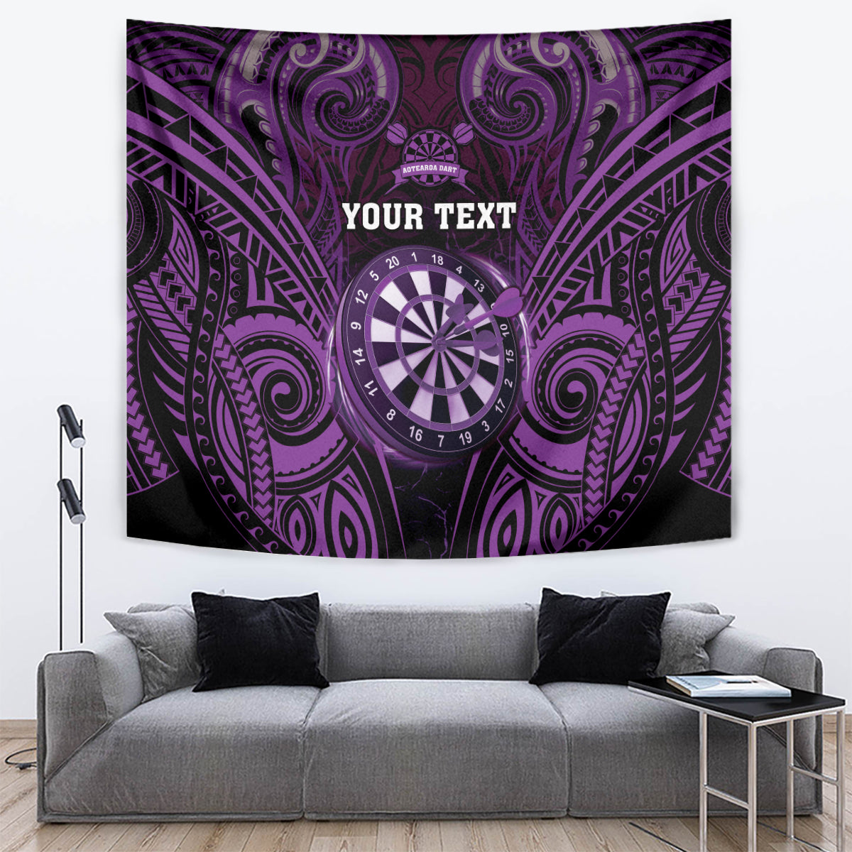 Personalised New Zealand Darts Tapestry Purple Dart Board Maori Pattern LT05 Purple - Polynesian Pride