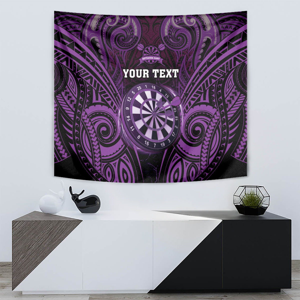 Personalised New Zealand Darts Tapestry Purple Dart Board Maori Pattern LT05 - Polynesian Pride