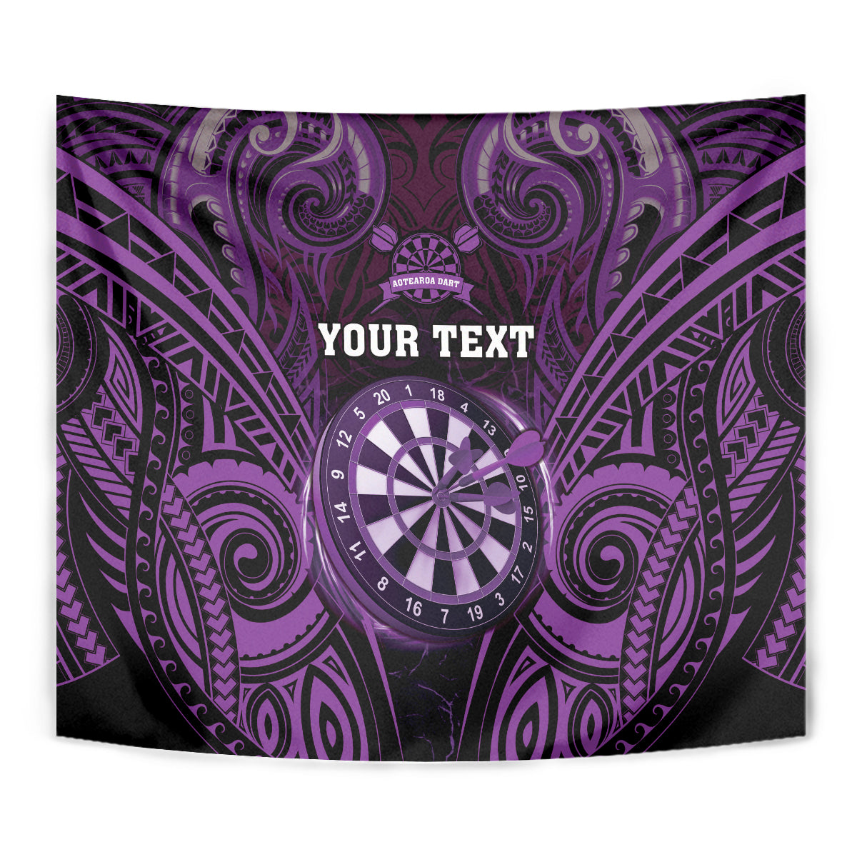 Personalised New Zealand Darts Tapestry Purple Dart Board Maori Pattern LT05 - Polynesian Pride