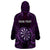 Personalised New Zealand Darts Wearable Blanket Hoodie Purple Dart Board Maori Pattern