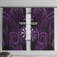 Personalised New Zealand Darts Window Curtain Purple Dart Board Maori Pattern LT05 With Hooks Purple - Polynesian Pride