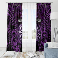 Personalised New Zealand Darts Window Curtain Purple Dart Board Maori Pattern LT05 - Polynesian Pride