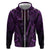 Personalised New Zealand Darts Zip Hoodie Purple Dart Board Maori Pattern