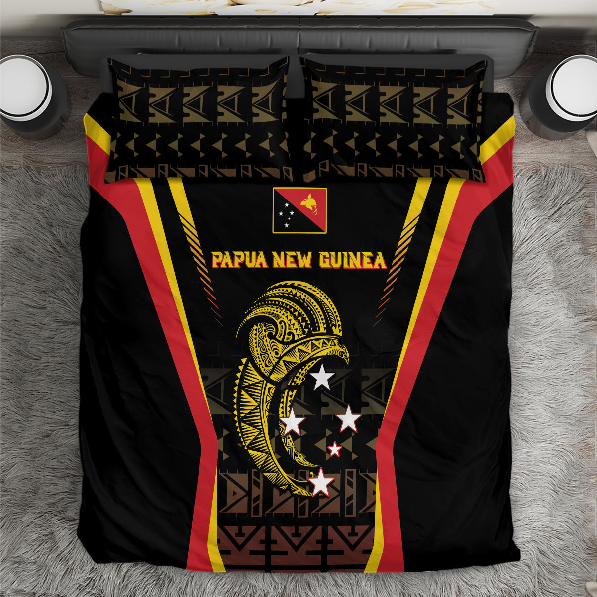 Papua New Guinea Cricket Bedding Set 2024 World Cup LT05 Black - Polynesian Pride