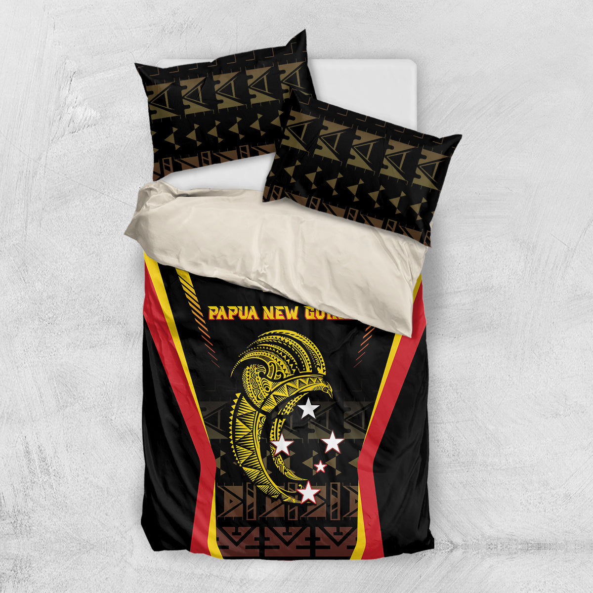 Papua New Guinea Cricket Bedding Set 2024 World Cup LT05 US Twin 172cm x 218cm Black - Polynesian Pride