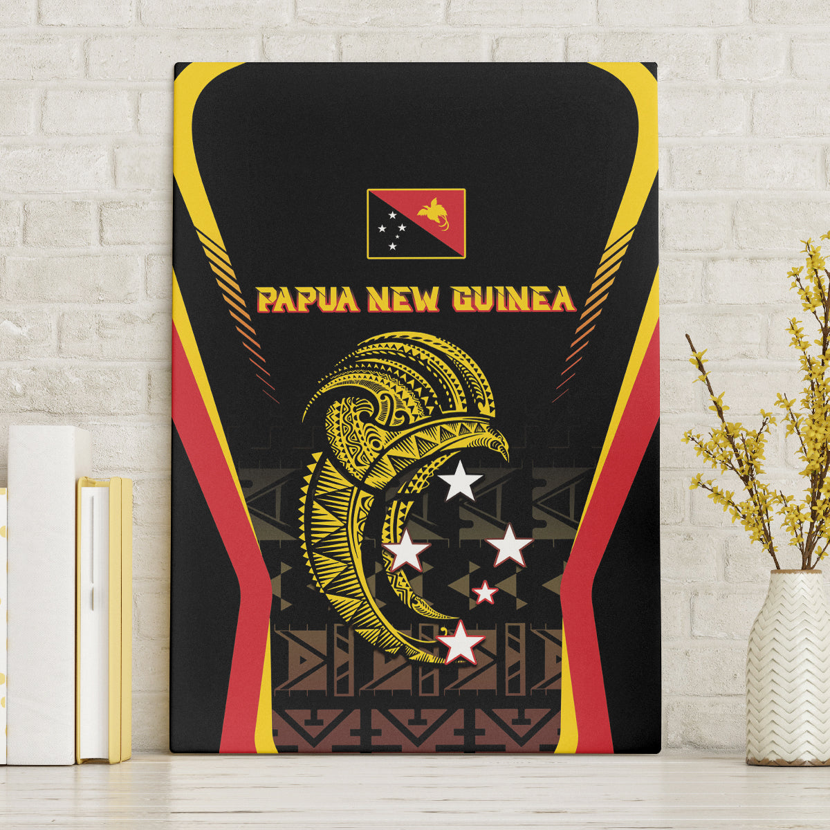 Papua New Guinea Cricket Canvas Wall Art 2024 World Cup LT05 Without Frame Black - Polynesian Pride