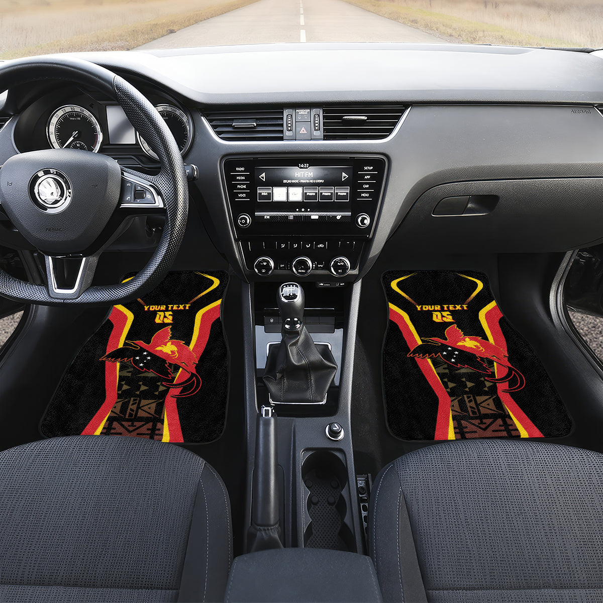 Custom Papua New Guinea Cricket Car Mats 2024 World Cup LT05 Set 2pcs - Front Black - Polynesian Pride