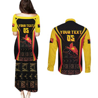 Custom Papua New Guinea Cricket Couples Matching Puletasi and Long Sleeve Button Shirt 2024 World Cup LT05 - Polynesian Pride