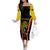 Custom Papua New Guinea Cricket Family Matching Off The Shoulder Long Sleeve Dress and Hawaiian Shirt 2024 World Cup