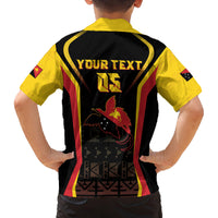 Custom Papua New Guinea Cricket Family Matching Off Shoulder Short Dress and Hawaiian Shirt 2024 World Cup