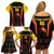 Custom Papua New Guinea Cricket Family Matching Off Shoulder Short Dress and Hawaiian Shirt 2024 World Cup