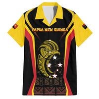 Custom Papua New Guinea Cricket Family Matching Tank Maxi Dress and Hawaiian Shirt 2024 World Cup LT05 Dad's Shirt - Short Sleeve Black - Polynesian Pride