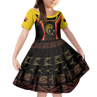 Custom Papua New Guinea Cricket Kid Short Sleeve Dress 2024 World Cup LT05 KID Black - Polynesian Pride
