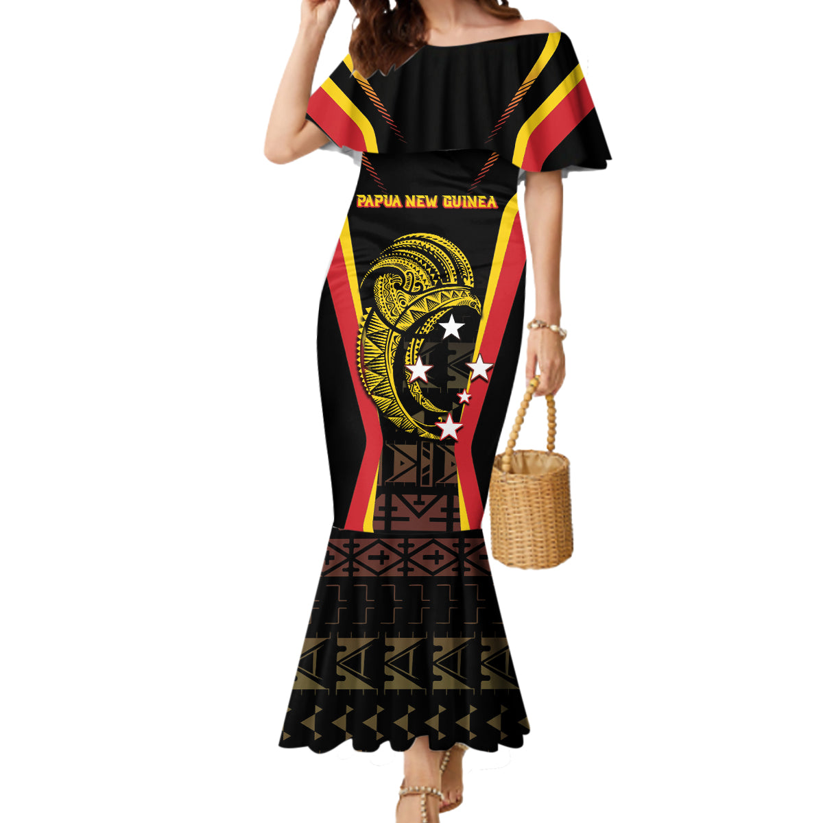 Custom Papua New Guinea Cricket Mermaid Dress 2024 World Cup